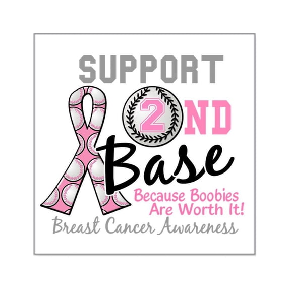 CafePress - Support 2Nd Base Breast C Square Sticker 3 X 3 - Square Sticker 3" x 3"