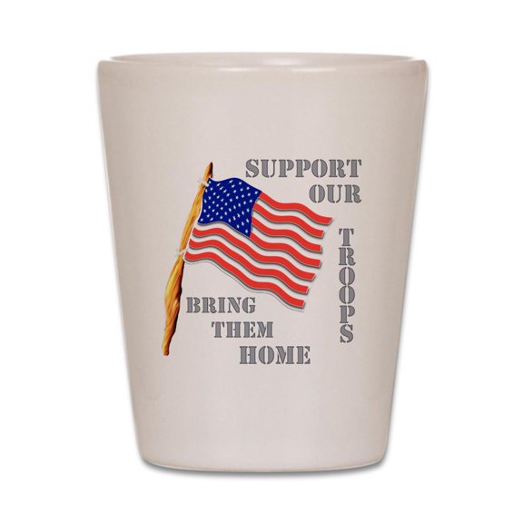 CafePress - Support Our Troops Bring Them - White Shot Glass, Unique and Funny Shot Glass