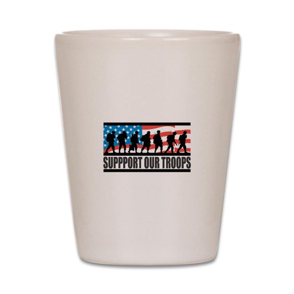 CafePress - Support Our Troops - White Shot Glass, Unique and Funny Shot Glass