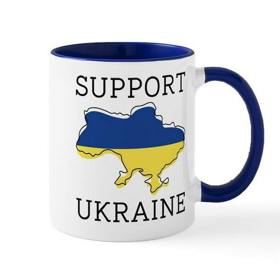 CafePress - Support Ukraine - 11 oz Ceramic Mug - Novelty Coffee Tea Cup