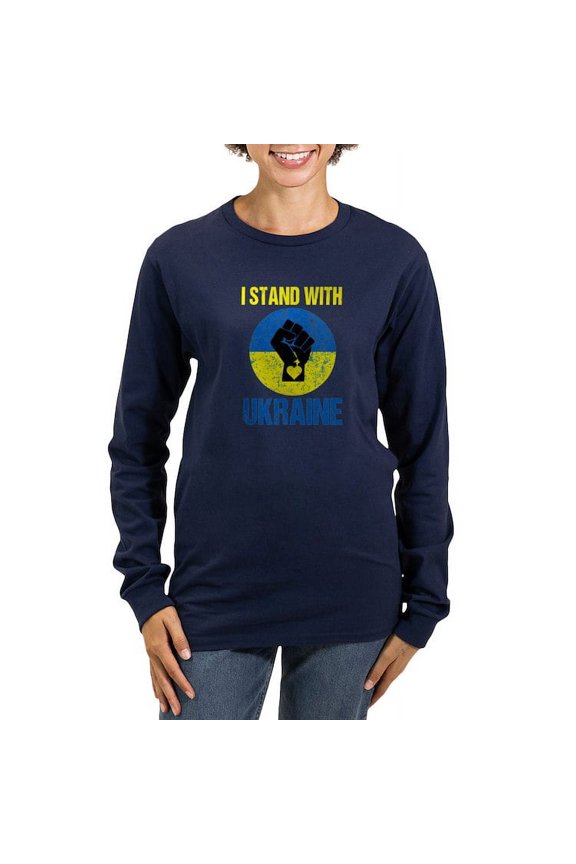 - Support Ukraine I Stand With Long Sleeve T Shirt - Women's Long Sleeve Graphic Tee Casual Fit