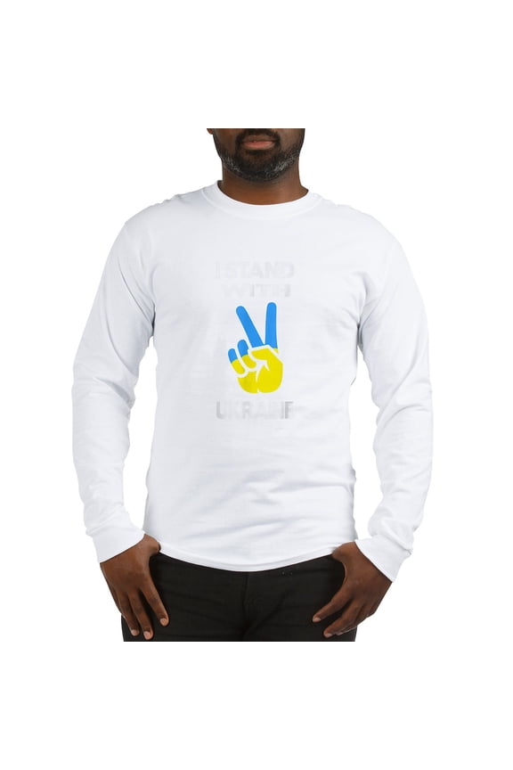 - Support Ukraine I Stand With U Long Sleeve T Shirt - Unisex Cotton Long Sleeve T-Shirt
