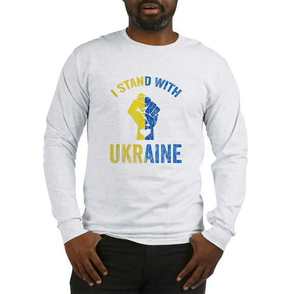 CafePress - Support Ukraine I Stand With U Long Sleeve T Shirt - Unisex Cotton Long Sleeve T-Shirt