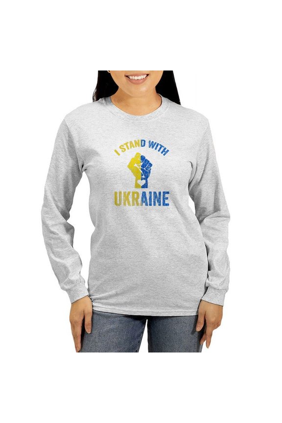 - Support Ukraine I Stand With U Long Sleeve T Shirt - Women's Long Sleeve Graphic Casual T-Shirt