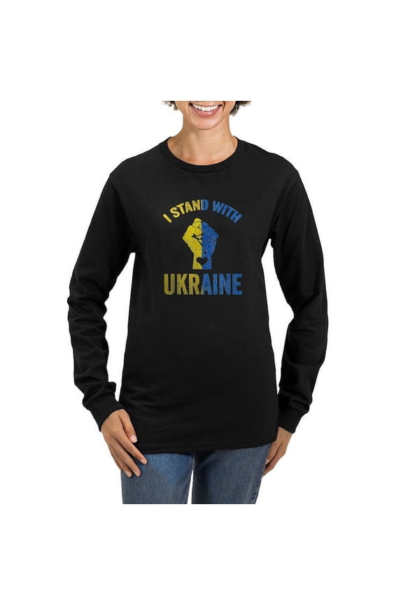 - Support Ukraine I Stand With U Long Sleeve T Shirt - Women's Long Sleeve Graphic Tee Casual Fit