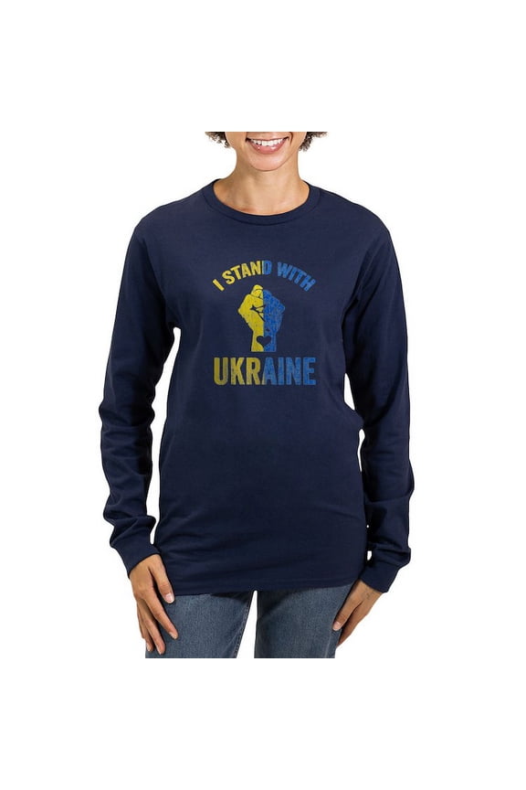 - Support Ukraine I Stand With U Long Sleeve T Shirt - Women's Long Sleeve Graphic Tee Casual Fit