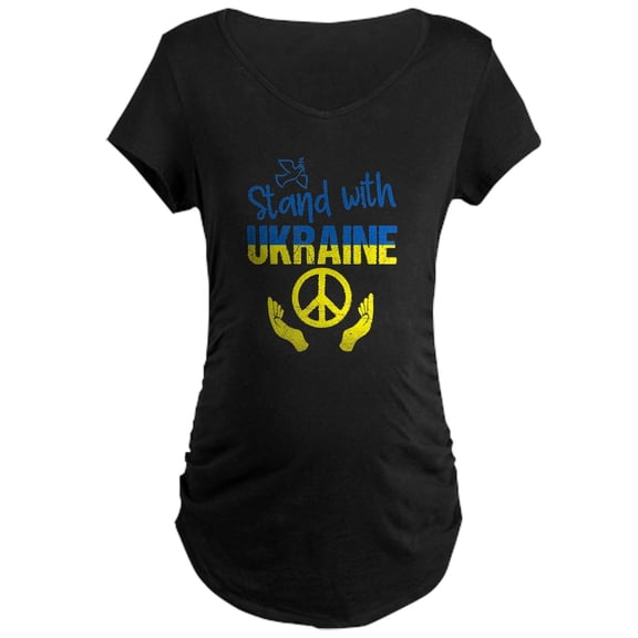 CafePress - Support Ukraine I Stand With U Maternity T Shirt - Maternity Dark T-Shirt