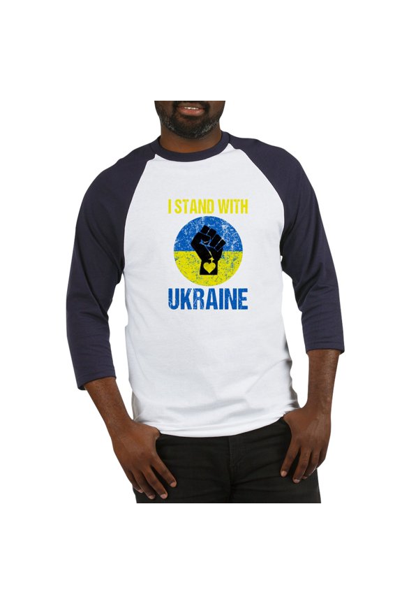 - Support Ukraine I Stand With Ukr Baseball Jersey - Cotton Baseball Jersey, 3/4 Raglan Sleeve Shirt