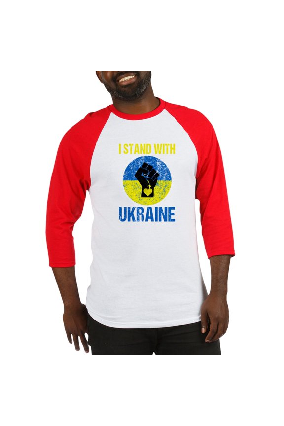 - Support Ukraine I Stand With Ukr Baseball Jersey - Cotton Baseball Jersey, 3/4 Raglan Sleeve Shirt