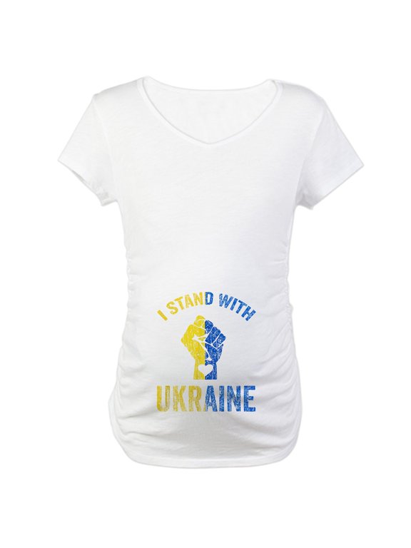 - Support Ukraine I Stand With Ukr Maternity T Shirt - Cotton Maternity T-shirt, Cute & Funny Pregnancy Tee