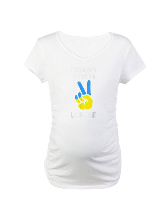 - Support Ukraine I Stand With Ukr Maternity T Shirt - Cotton Maternity T-shirt, Cute & Funny Pregnancy Tee