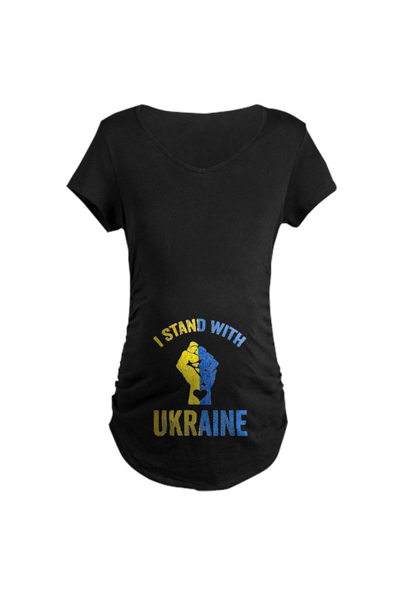 - Support Ukraine I Stand With Ukr Maternity T Shirt - Maternity Dark T-Shirt