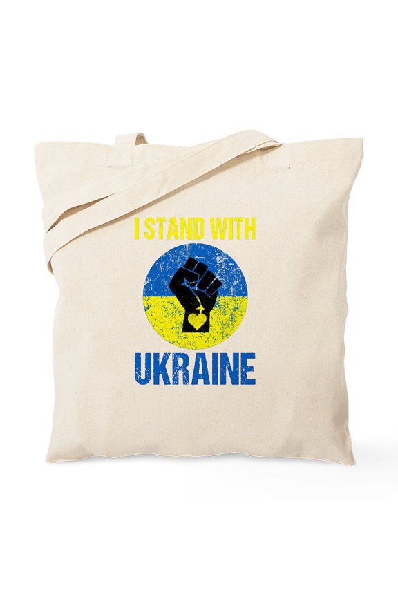 - Support Ukraine I Stand With Ukr - Unisex Canvas Tote Bag, Beige, 1-Piece