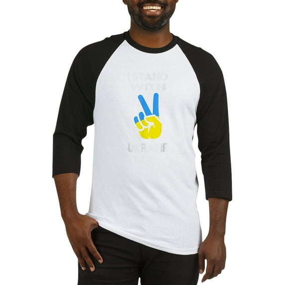CafePress - Support Ukraine I Stand With Ukrai Baseball Jersey - Cotton Baseball Jersey, 3/4 Raglan Sleeve Shirt