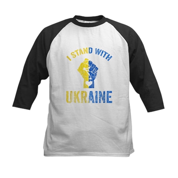 CafePress - Support Ukraine I Stand With Ukrai Baseball Jersey - Kids Cotton Baseball Jersey, 3/4 Sleeve Shirt