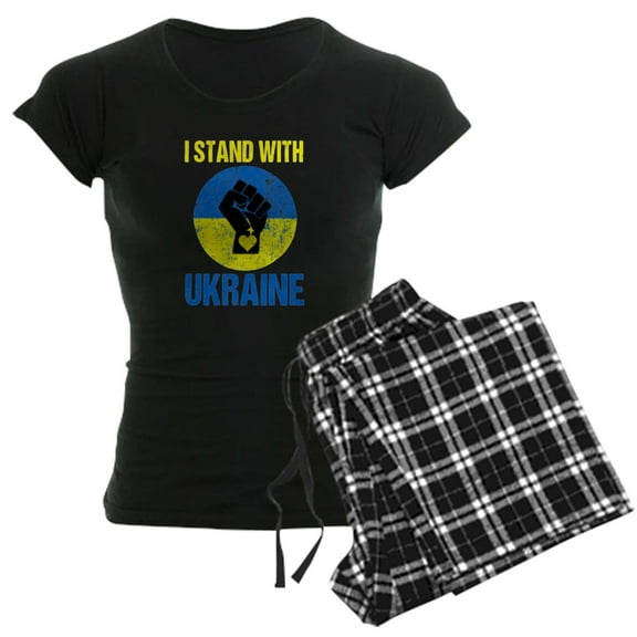 CafePress - Support Ukraine I Stand With Ukraine P Pajamas - Women's Short Sleeve Print T-Shirt and Pants Dark Cotton Pajama Set