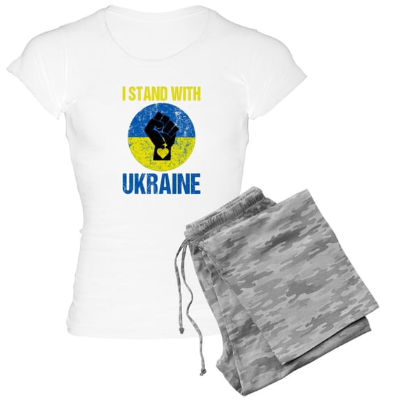 CafePress - Support Ukraine I Stand With Ukraine P Pajamas - Women's Short Sleeve Print T-Shirt and Pants Light Cotton Pajama Set
