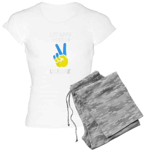 CafePress - Support Ukraine I Stand With Ukraine Ukrai Pajamas - Women's Short Sleeve Print T-Shirt and Pants Light Cotton Pajama Set