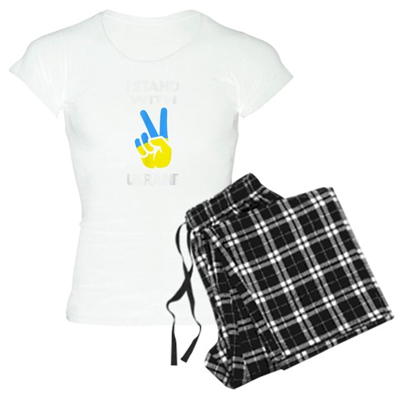 CafePress - Support Ukraine I Stand With Ukraine Ukrai Pajamas - Women's Short Sleeve Print T-Shirt and Pants Light Cotton Pajama Set