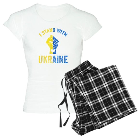 CafePress - Support Ukraine I Stand With Ukraine Ukrai Pajamas - Women's Short Sleeve Print T-Shirt and Pants Light Cotton Pajama Set
