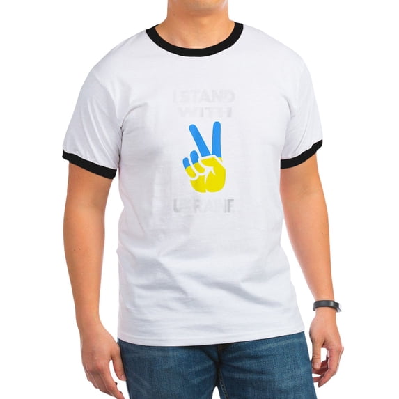 CafePress - Support Ukraine I Stand With Ukraine Ukrai T Shirt - 100% Cotton Ringed T-Shirt