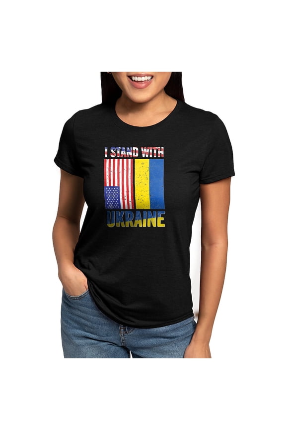 - I Stand With Ukraine Support Ukrainian Ame T Shirt - Womens Tri-blend T-Shirt
