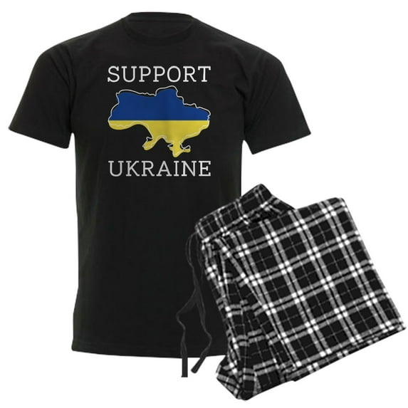 CafePress - Support Ukraine Men's Dark Pajamas - Men's Dark Loose Fit Cotton Pajama Set