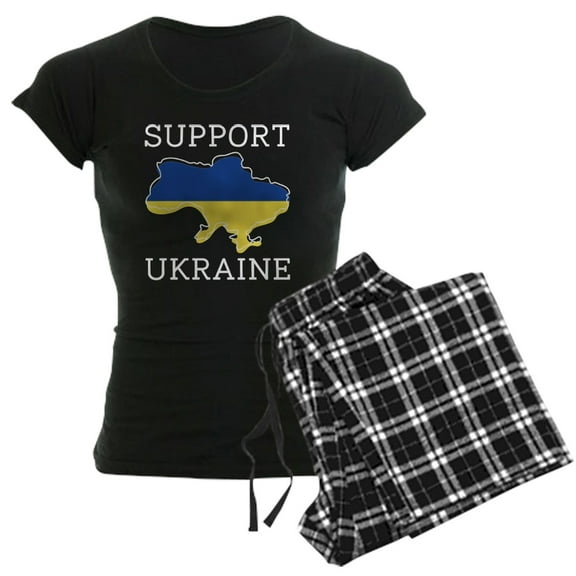 CafePress - Support Ukraine Women's Dark Pajamas - Women's Short Sleeve Print T-Shirt and Pants Dark Cotton Pajama Set