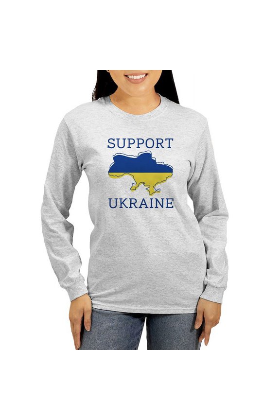 - Support Ukraine Women's Long Sleeve T Shirt - Women's Long Sleeve Graphic Casual T-Shirt