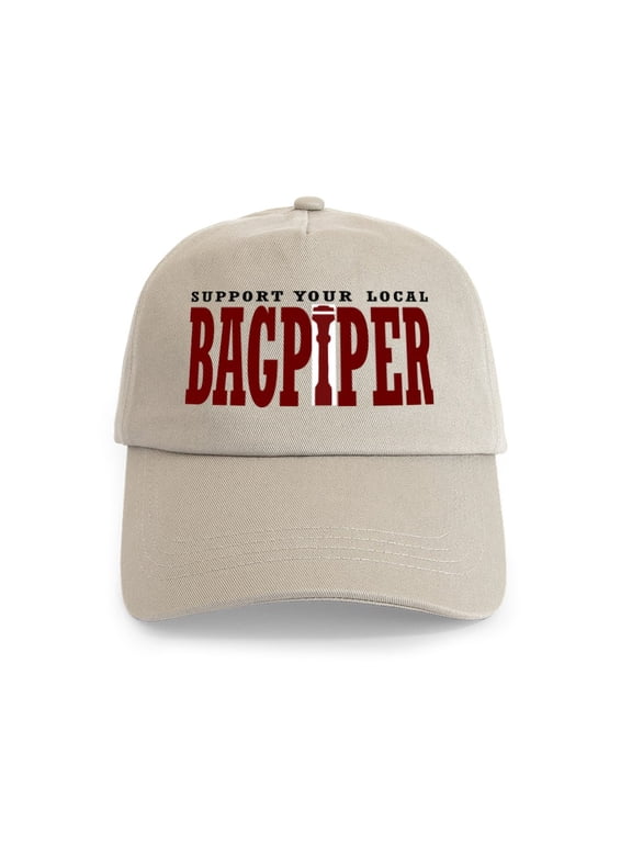 - Support Your Local Bagpiper Cap - Adjustable 100% Brushed Unisex Casual Cotton Baseball Cap, Beige, 1