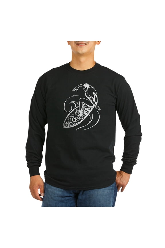 - Surfer Dude Long Sleeve Dark T Shirt - Long Sleeve Dark T-Shirt