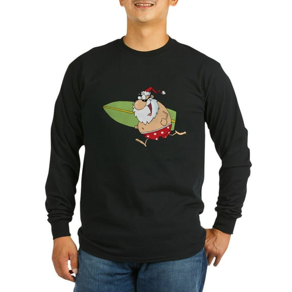 CafePress - Surfing Santa Long Sleeve Dark T Shirt - Long Sleeve Dark T-Shirt