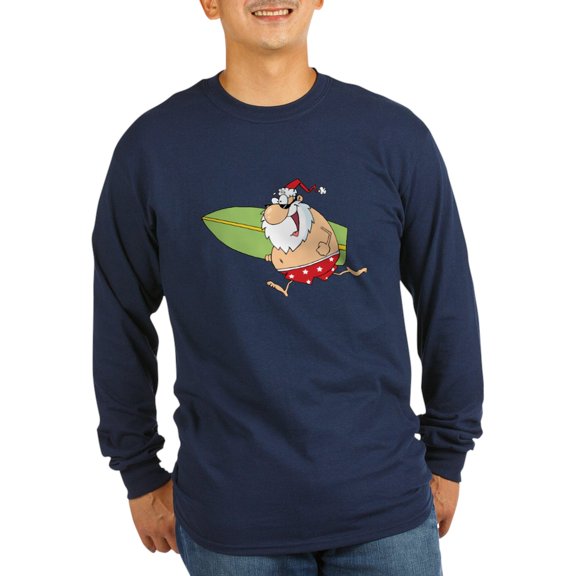 CafePress - Surfing Santa Long Sleeve Dark T Shirt - Long Sleeve Dark T-Shirt