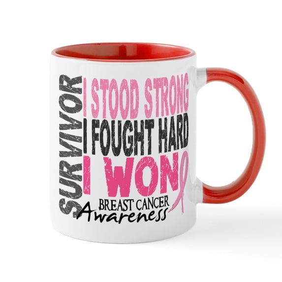 CafePress - Survivor 4 Breast Cancer Shirts And Gifts Large Mu - 11 oz Ceramic Mug - Novelty Coffee Tea Cup