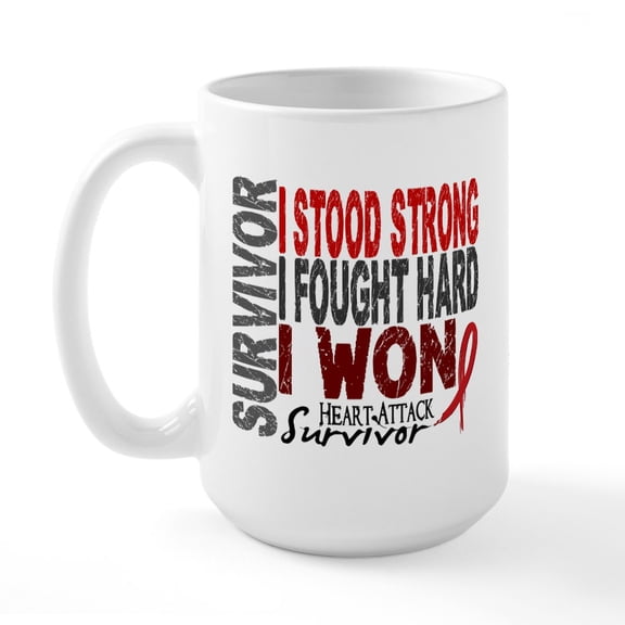 CafePress - Survivor 4 Heart Attack Shirts And Gifts Large Mug - 15 oz Ceramic Large White Novelty Mug