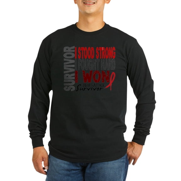 CafePress - Survivor 4 Heart Attack Shirts And Gifts Long Slee - Long Sleeve Dark T-Shirt