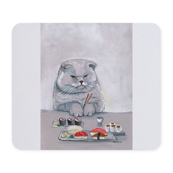 CafePress - Sushi Cat The Grump Mousepad - Non-slip Rubber Mousepad, Gaming Mouse Pad