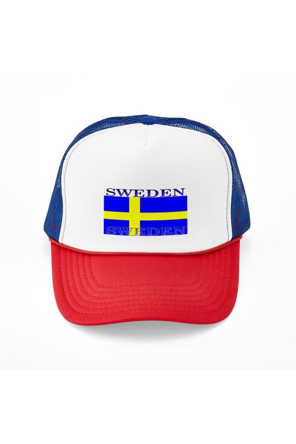 - Sweden Swedish Flag - Adjustable Unisex Printed Trucker Hat with Mesh Back