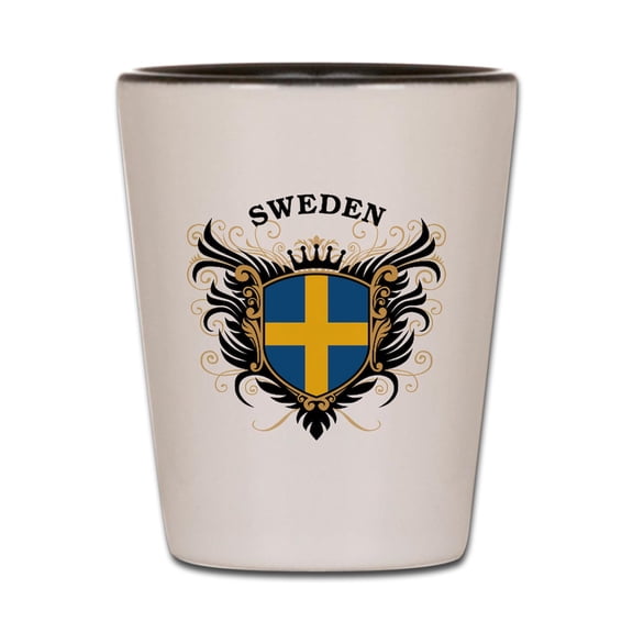 CafePress - Sweden - White/Black Shot Glass, Unique and Funny Shot Glass
