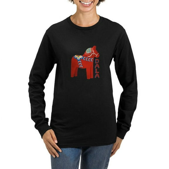 CafePress - Swedish Dala Horse Long Sleeve T Shirt - Women's Long Sleeve Graphic Tee Casual Fit