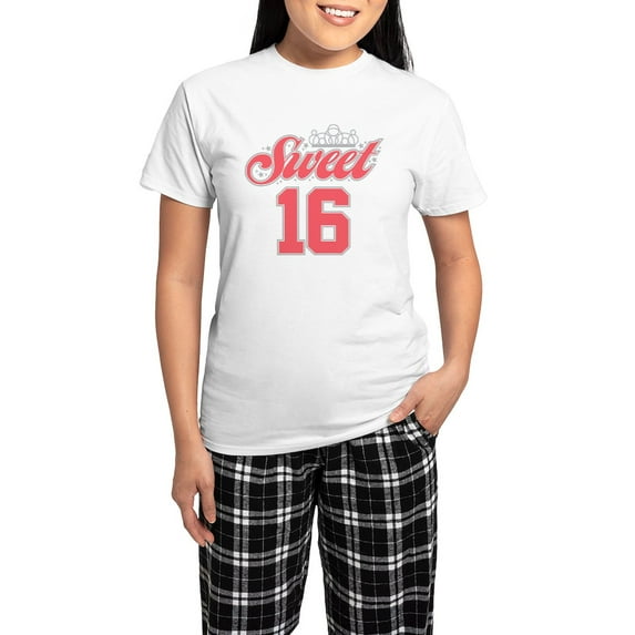 CafePress - Sweet 16 Women's Light Pajamas - Women's Short Sleeve Print T-Shirt and Pants Light Cotton Pajama Set