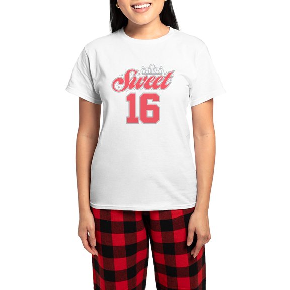 CafePress - Sweet 16 Women's Light Pajamas - Women's Short Sleeve Print T-Shirt and Pants Light Cotton Pajama Set