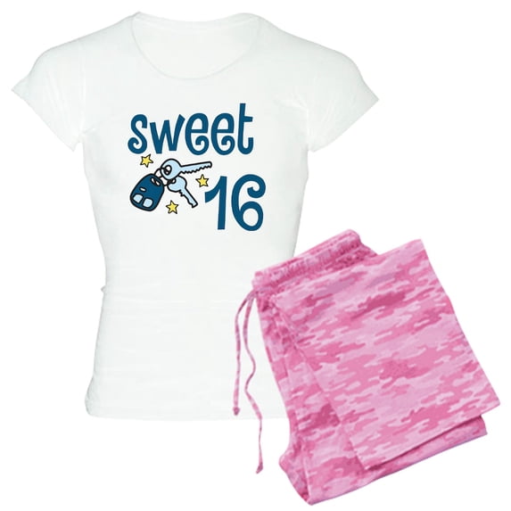 CafePress - Sweet 16 Women's Light Pajamas - Women's Short Sleeve Print T-Shirt and Pants Light Cotton Pajama Set