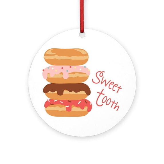CafePress - Sweet Tooth Donuts - Round Wood Ornament 4"