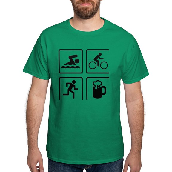 CafePress - Swim Bike Run Drink Dark T Shirt - Men's Classic Graphic Cotton T-Shirt