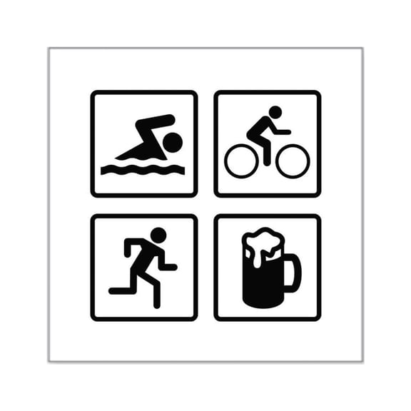 CafePress - Swim Bike Run Drink Square Sticker 3 X 3 - Square Sticker 3" x 3"