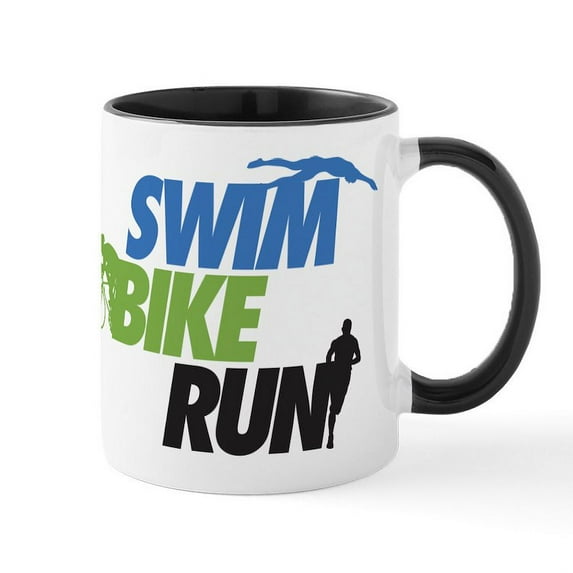 CafePress - Swim Bike Run Mug - 11 oz Ceramic Mug - Novelty Coffee Tea Cup