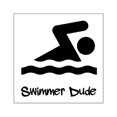 thumbnail image 1 of CafePress - Swimmer Dude Black - Square Sticker 3" x 3", 1 of 1