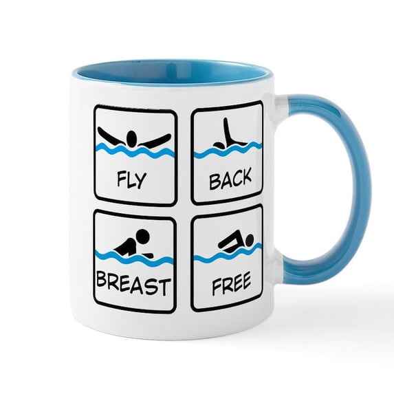 CafePress - Swimming Mug - 11 oz Ceramic Mug - Novelty Coffee Tea Cup