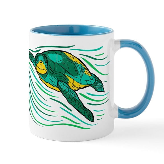 CafePress - Swimming Sea Turtle - 11 oz Ceramic Mug - Novelty Coffee Tea Cup